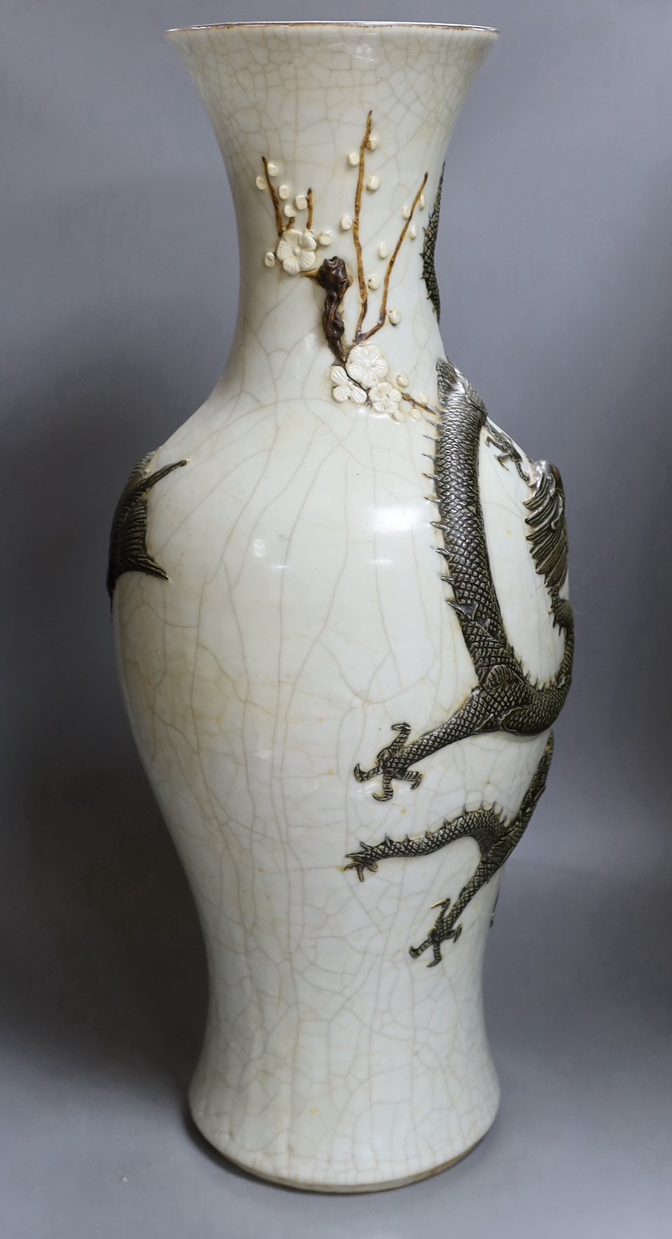 A large Chinese crackleglaze dragon and phoenix vase, early 20th century, 63cm tall